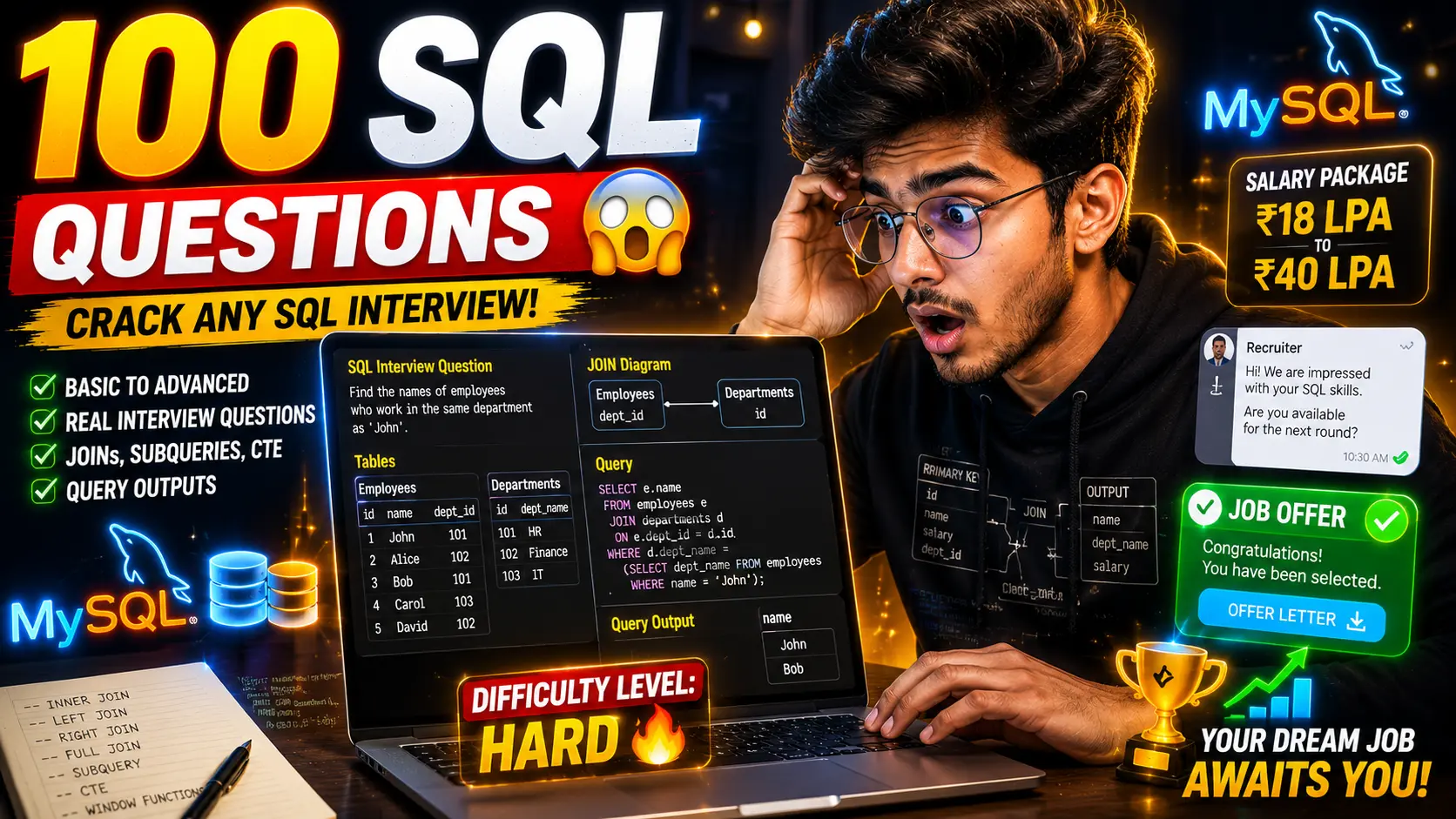 Top 100 SQL Interview Questions and Answers for Freshers